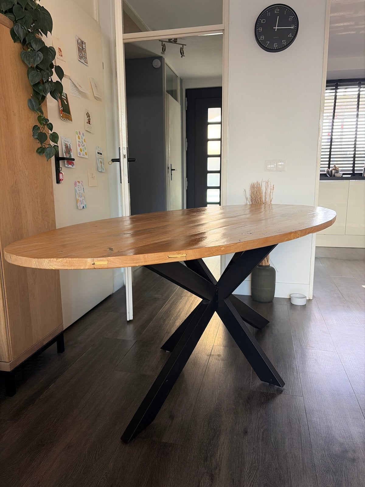 ovale eettafel met spinpoot, Ophalen, Gebruikt, 200 cm of meer, 50 tot 100 cm