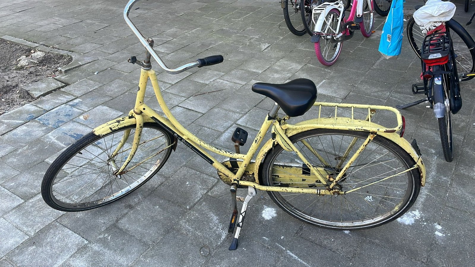 Stadsfiets geel omafiets, 160-165cm, Ophalen, Zo goed als nieuw