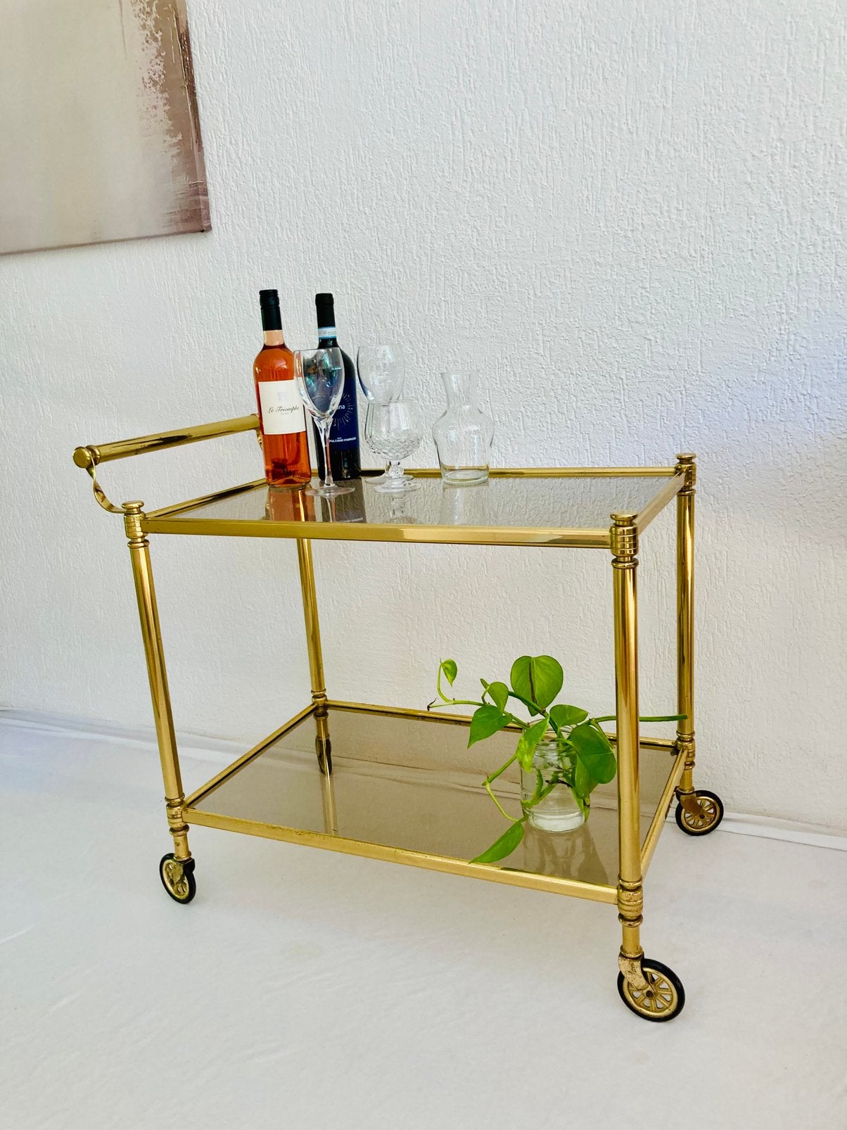Vintage bijzettafel serveerwagen bar cart, Ophalen, Zo goed als nieuw, 25 tot 50 cm, Rechthoekig