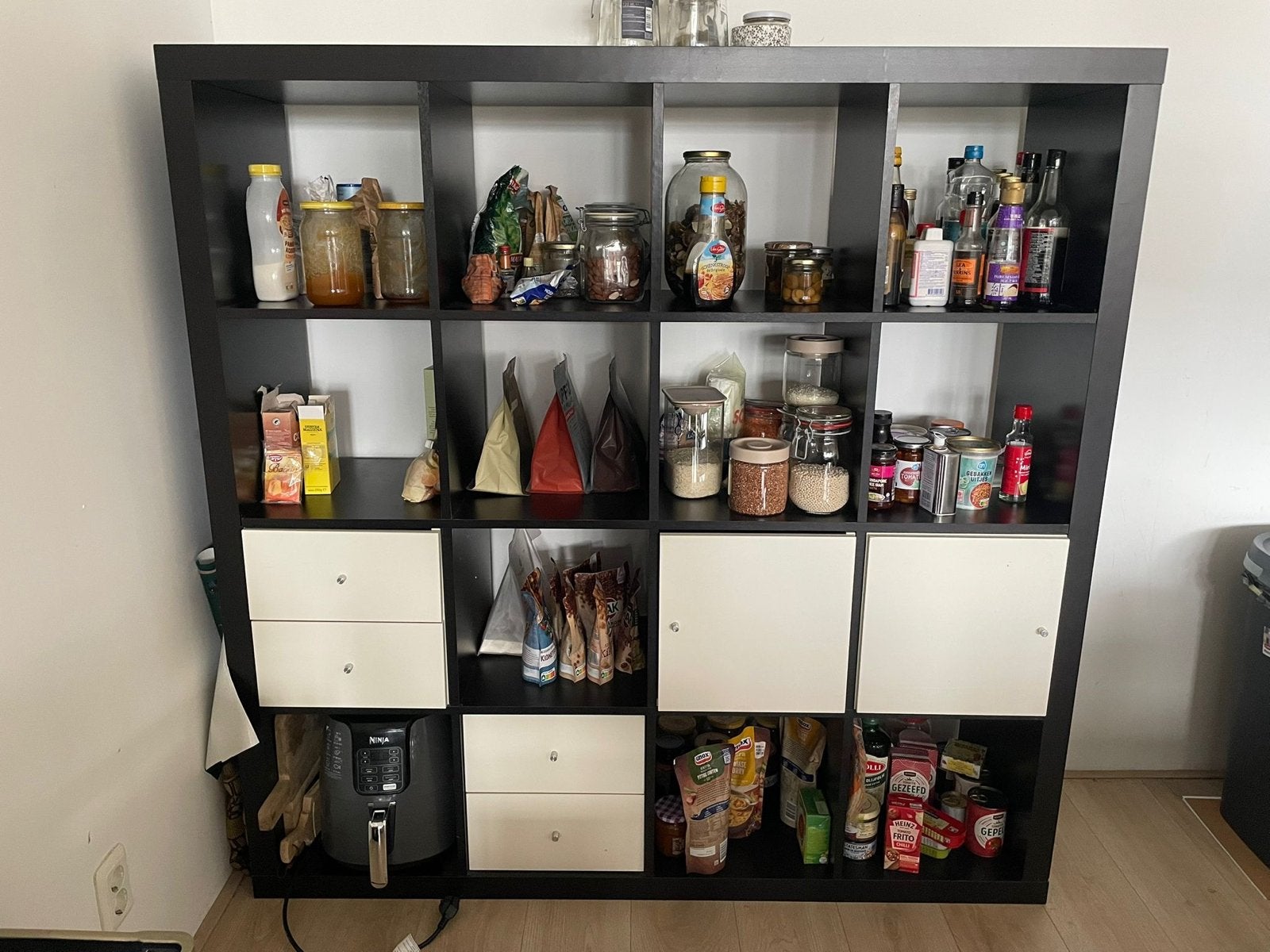 IKEA Kallax Kast Zwart met Lades en Deurtjes, Ophalen, Gebruikt