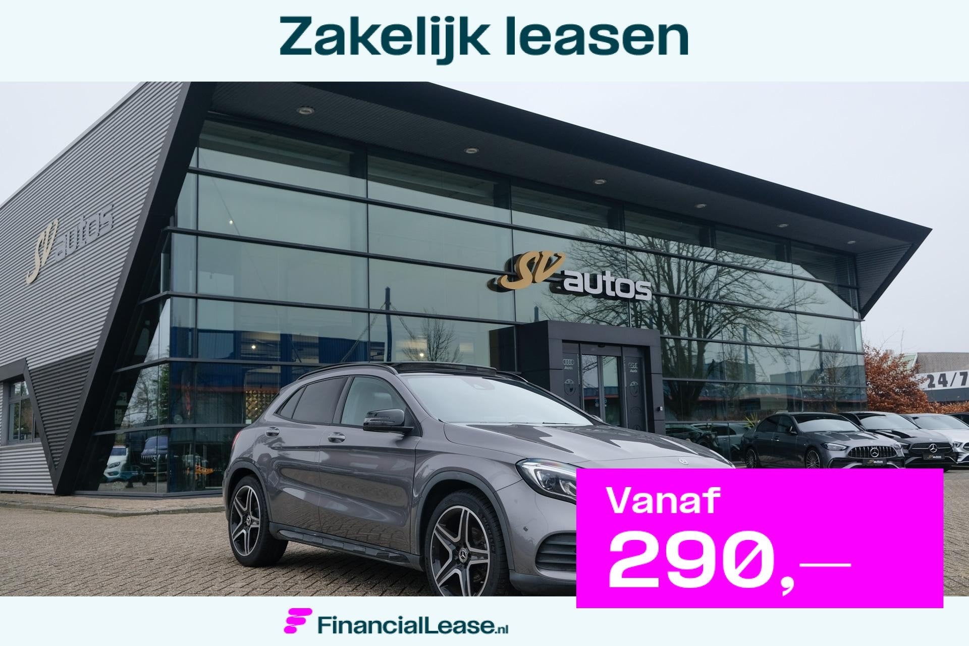 Mercedes-Benz GLA-klasse GLA180 AMG 122pk Panoramadak Night, Gebruikt, 715 kg, Leder en Stof, 122 pk