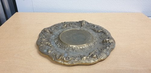 kan / kaarsen plateau messing vintage bewerkt, Ophalen of Verzenden