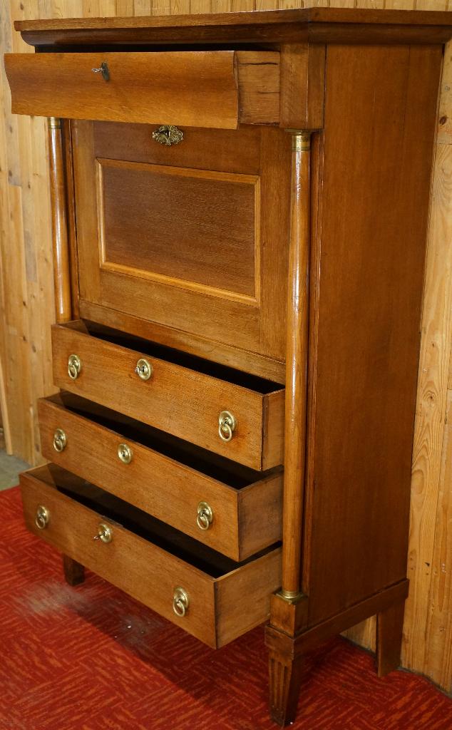 Antiek Empire Strak eiken klep secretaire buro klepbureau Ar, Ophalen, Gebruikt, Antiek, Empire, Vintage, Antiques, Meubelstijl, keizerrijk