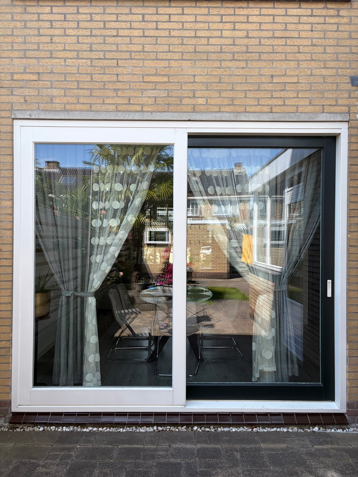 Houten Schuifpui met dubbel glas, Ophalen, Gebruikt, Buitendeur, Schuifdeur