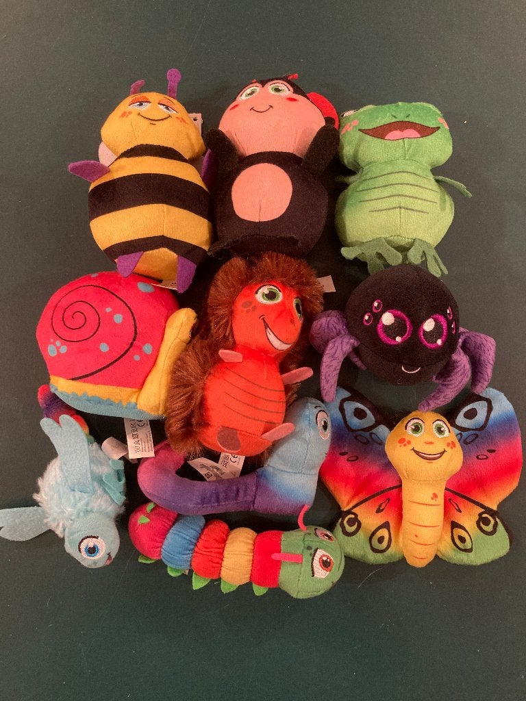 Lidl achtertuin mini’s knuffels vlinder kikker bij worm rups, Lidl, Overige karakters, Overige typen, Ophalen of Verzenden