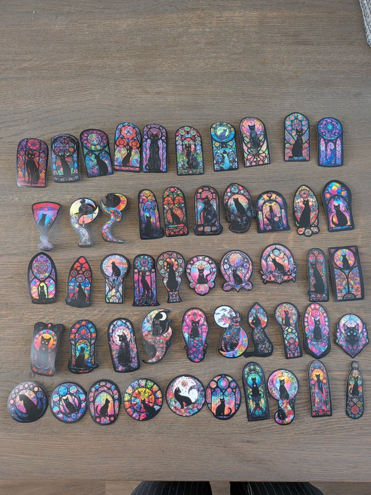 Katten stickers - Zwarte kat met glas in lood 50 stuks, Ophalen of Verzenden, Nieuw