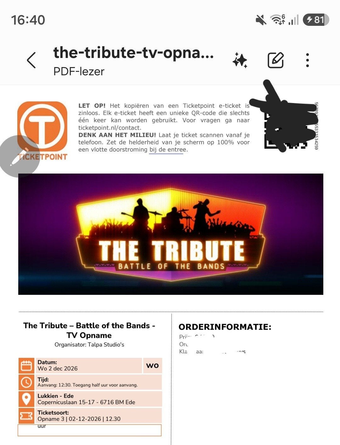 kaartje battle of the bands, Tickets en Kaartjes