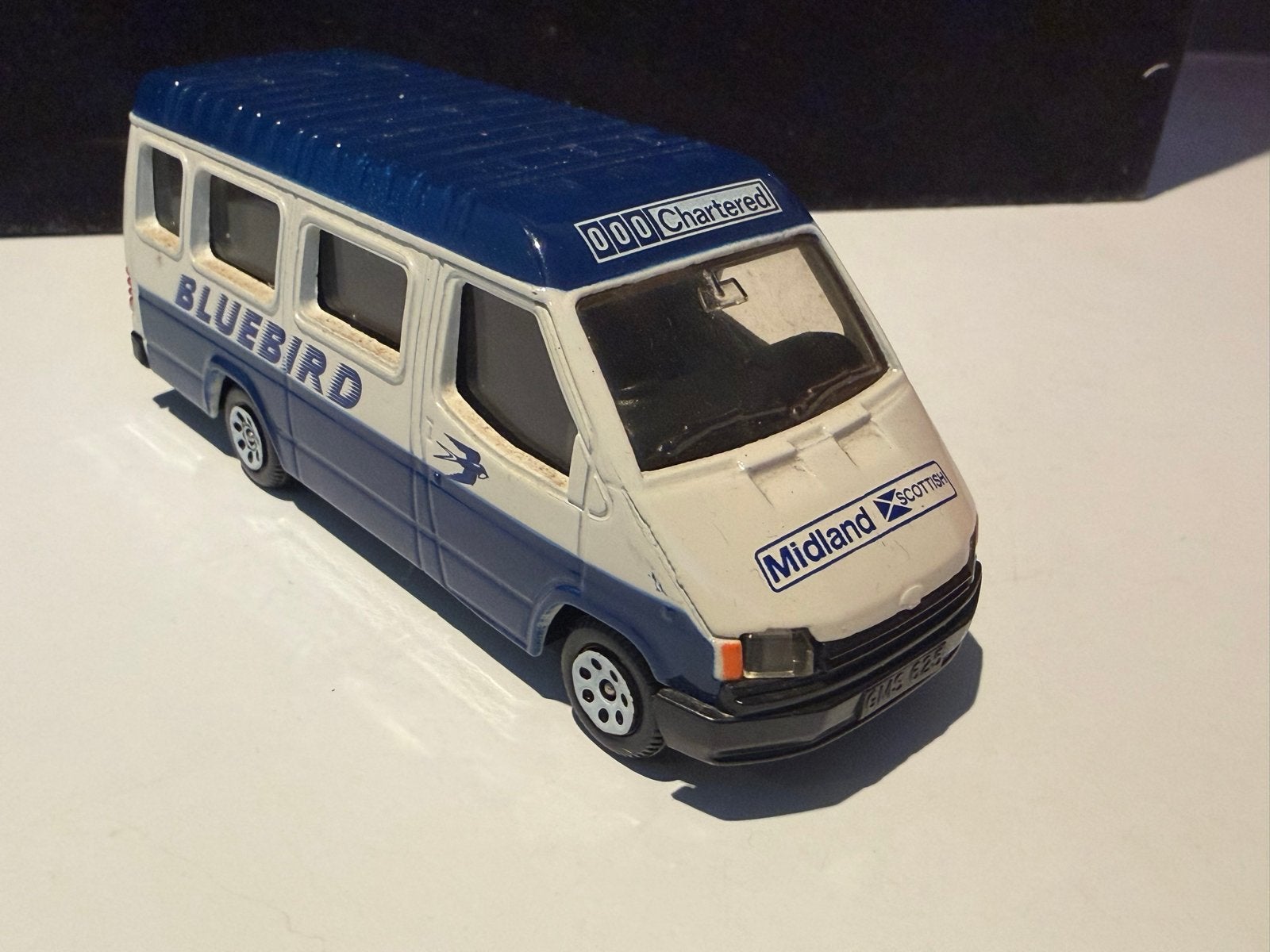 Corgi Ford Transit Bluebird Midland Scottish Busje, Ophalen of Verzenden, Gebruikt