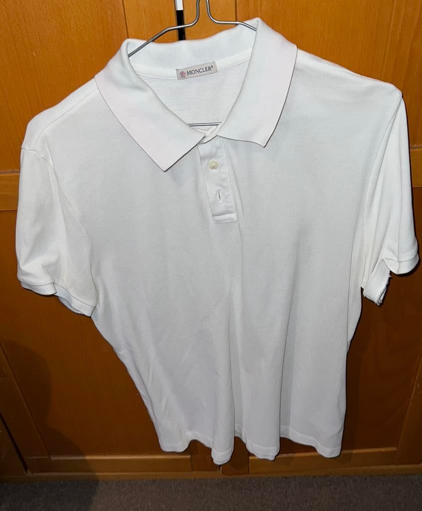 Moncler polo, Kleding | Heren, Polo's, Ophalen of Verzenden, Zo goed als nieuw, Maat 48/50 (M), Wit