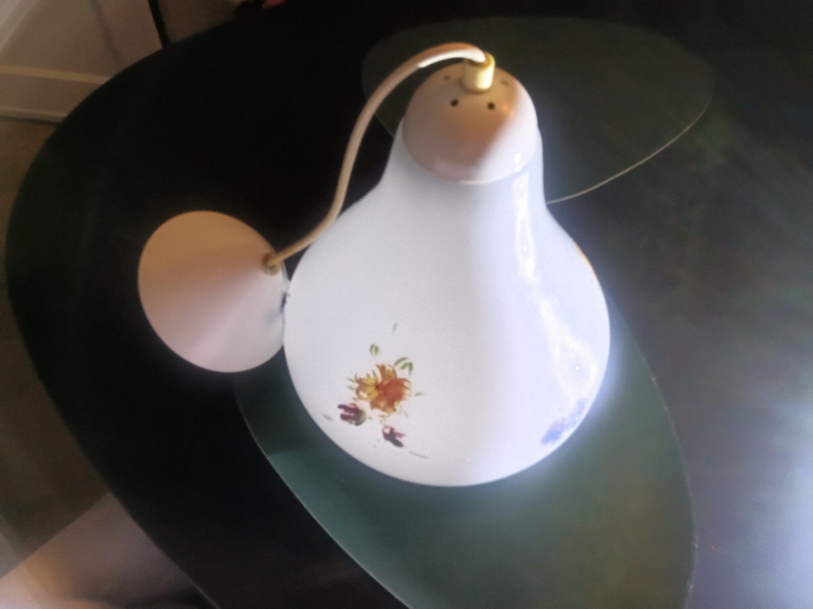 Opaline Vintage Druppel hanglamp Bloemmotief.wit, Ophalen of Verzenden