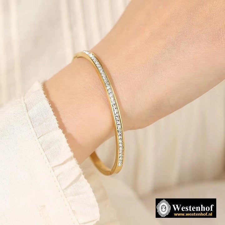 Dames armband goud bangle met kristal, Met kristal, Overige materialen, Verzenden, Nieuw