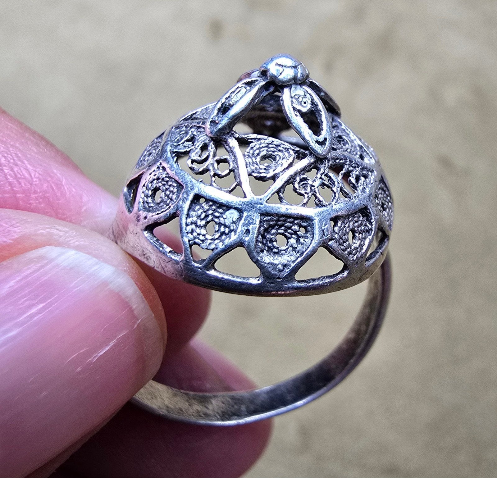 zilveren ring filigraan, 18 tot 19, Verzenden, Zo goed als nieuw, Dame