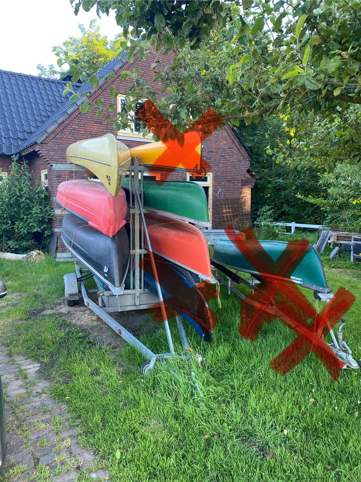 Diverse kano's + kanoaanhanger te koop, los of samen, Watersport en Boten, Kano's, Ophalen, Gebruikt, Drie personen of meer, Canadese kano of Open kano