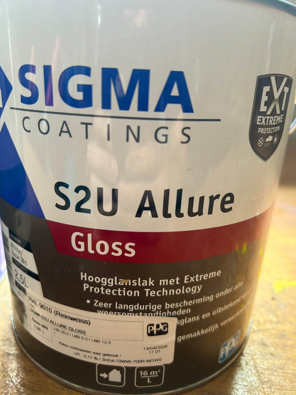 NIEUW Sigma S2U Allure Primer+Gloss RAL 9010 (Reinwit) 2,5L, Wit, Nieuw, Ophalen of Verzenden, Lak