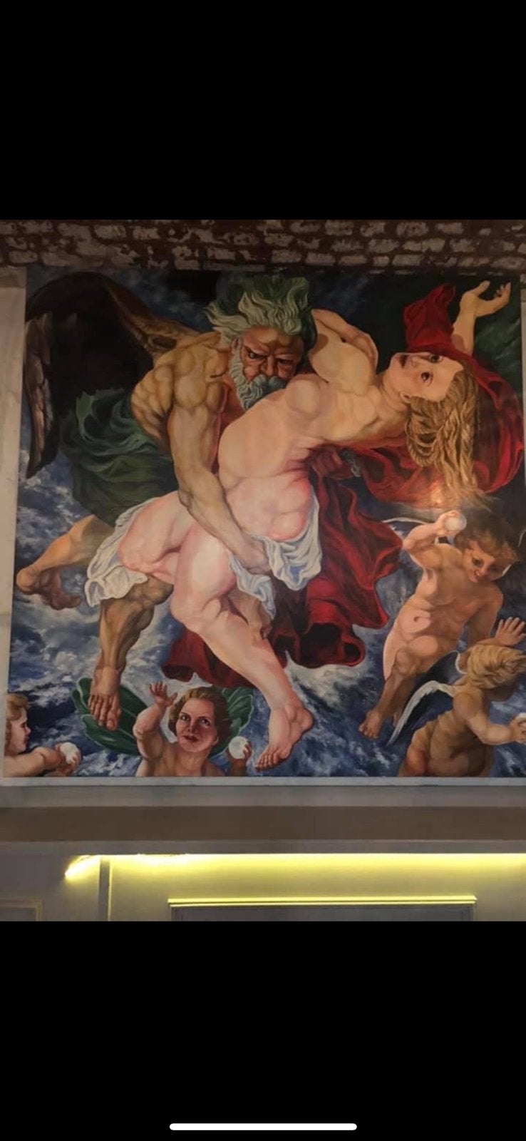 Handgeschilderd XXL Schilderij (170x170 cm– Rubens 'Boreas', Antiek en Kunst, Ophalen
