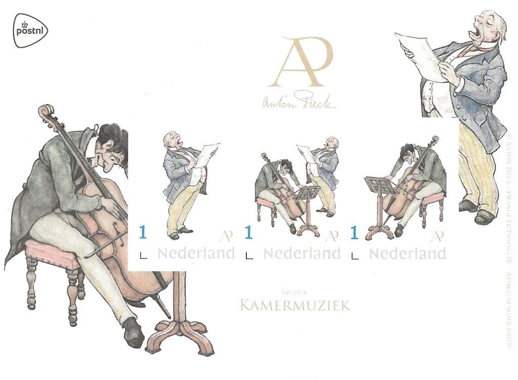 Vel 3 persoonlijke zegels Anton Pieck Kamermuziek , postfris, Ophalen of Verzenden, Postfris