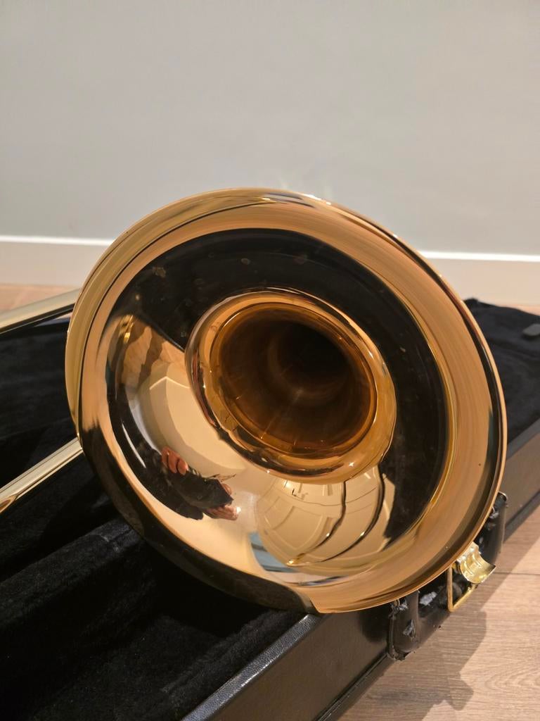Trombone King 2104, Muziek en Instrumenten, Blaasinstrumenten | Trombones, Ophalen of Verzenden, Gebruikt, Tenor, Met koffer
