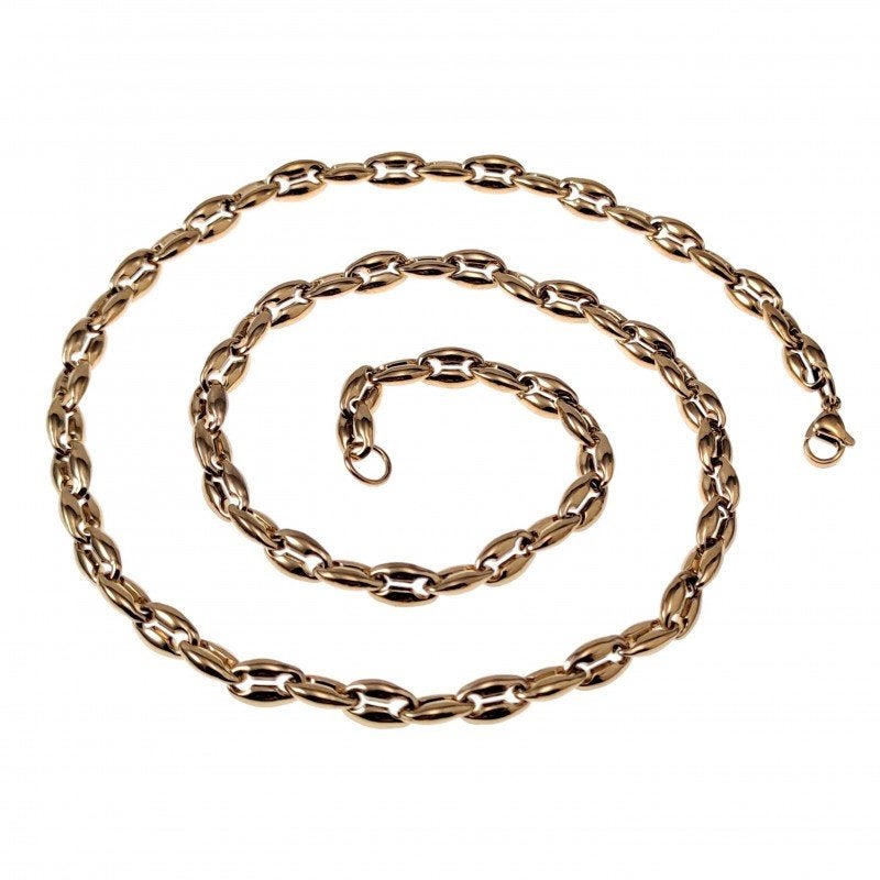 60cm6mm Koffieboon Ketting Verguld RVS Schakelketting Unisex, Overige materialen, Birgitta-Gracht 33, 6465 EL Kerkrade, Nederland