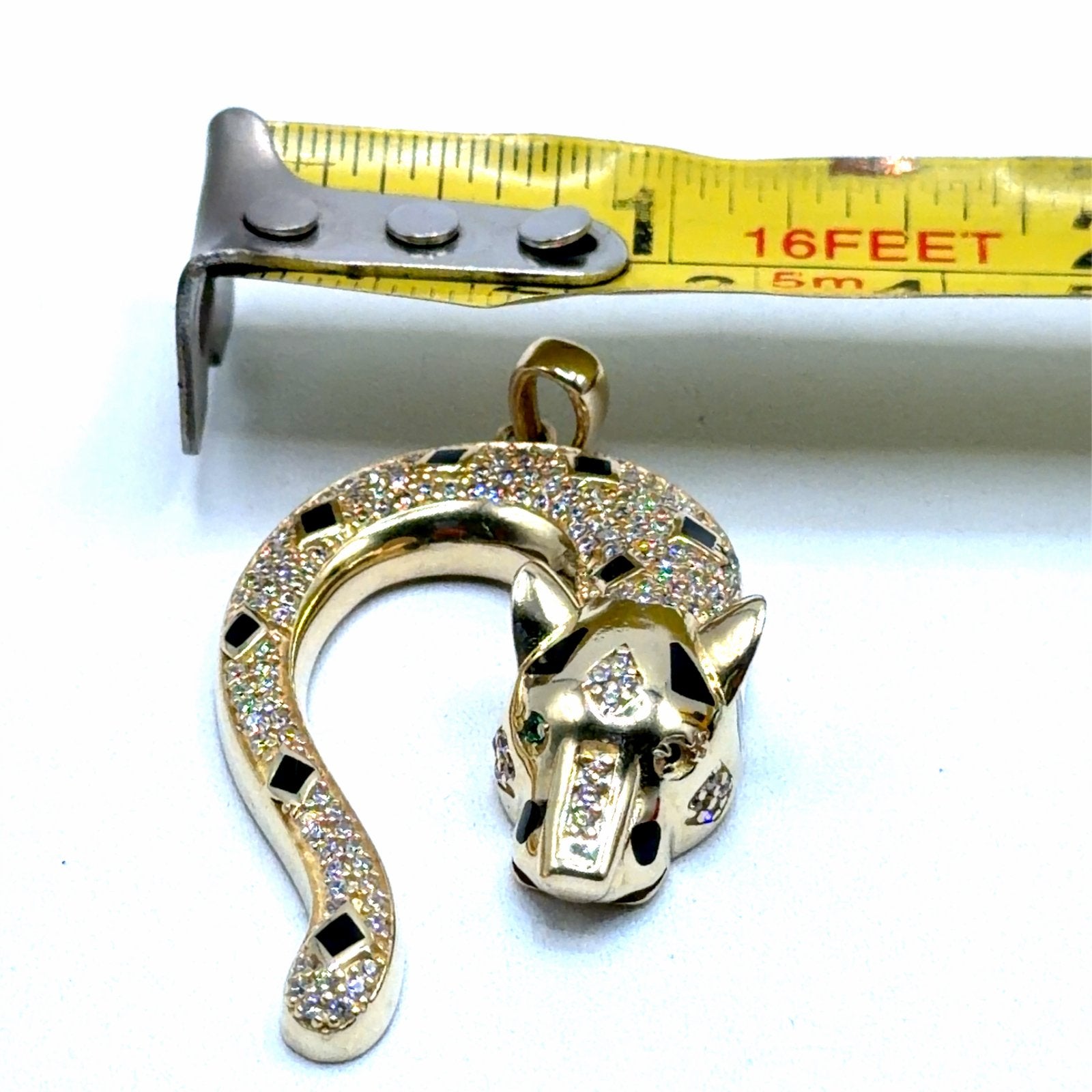 Gouden Panter Hanger met Zirkonia en Zwarte Accent, W, Nieuw, Ophalen of Verzenden, W