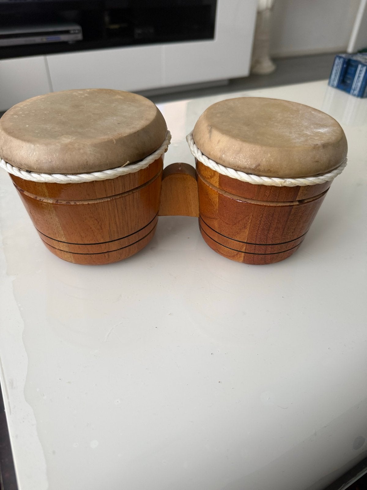 Houten Bongo Trommels met Jaguar Gravure, Ophalen of Verzenden, Gebruikt, Trommel