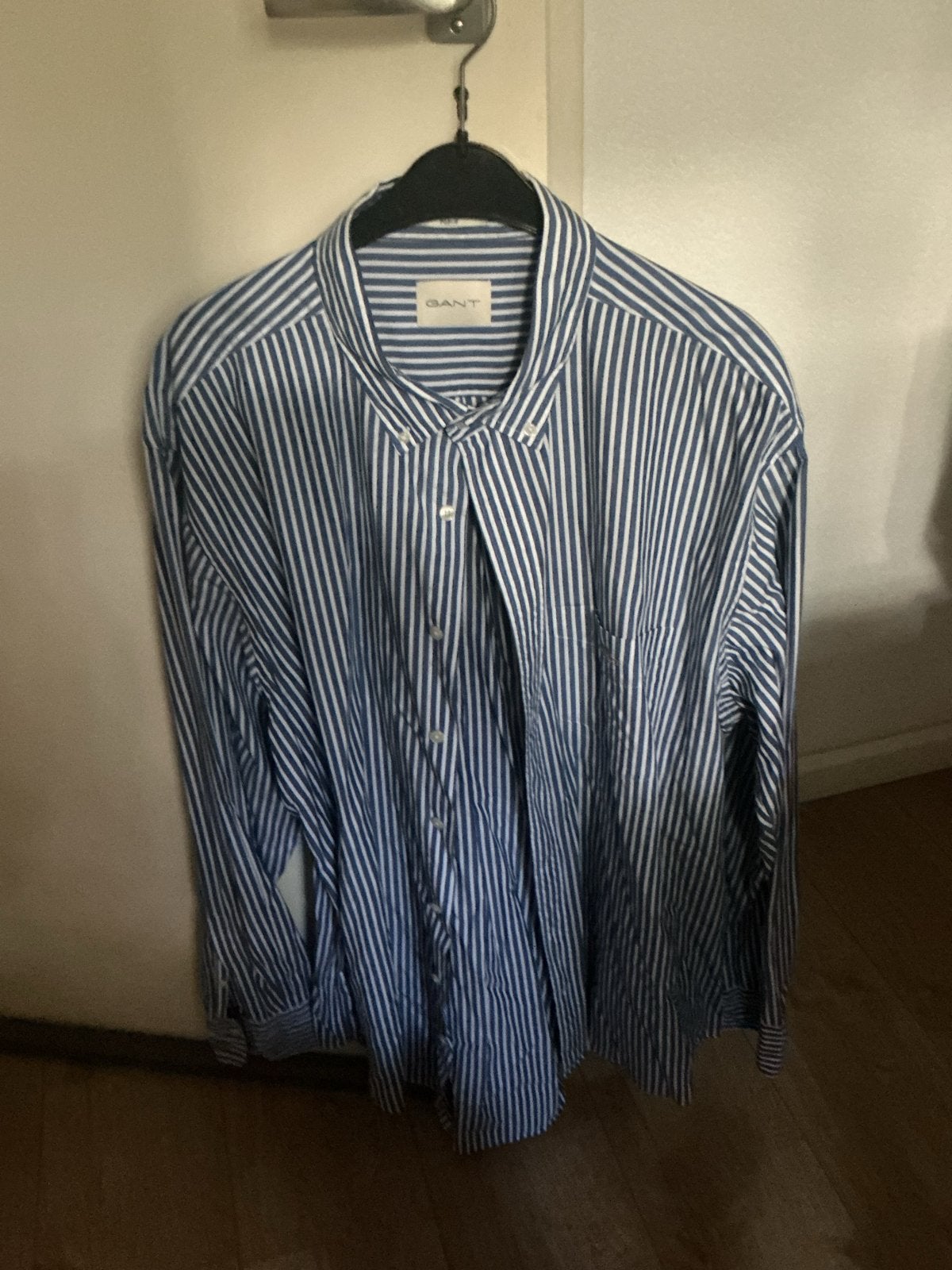 GANT Heren overhemd - Blauw gestreept - Regular Fit 3XL zgan, Ophalen of Verzenden, Zo goed als nieuw, Blauw, Overige halswijdtes