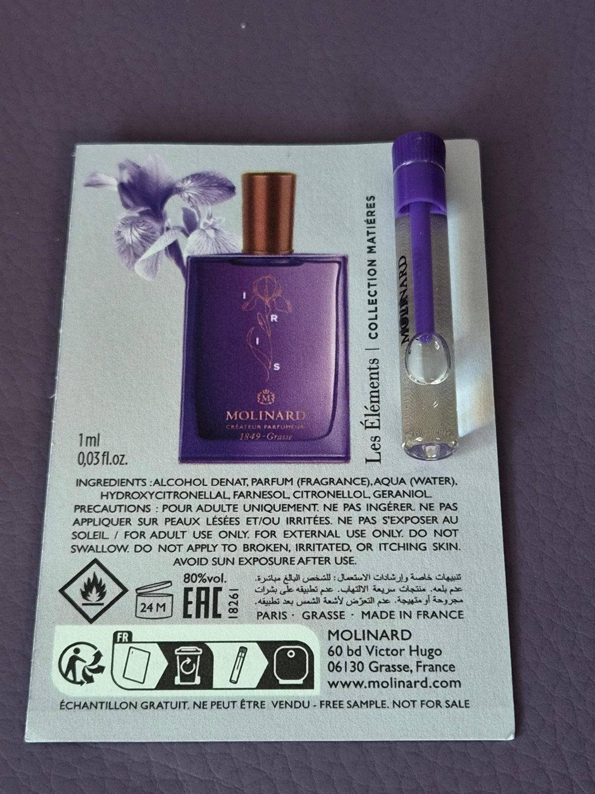 Molinard Les Éléments Collection Matières Iris 1ml Sample, Verzenden, Nieuw