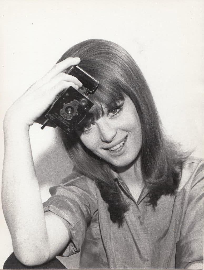 Ursula Davis met camera jaren 60 foto, 1960 tot 1980, Gebruikt, Foto, Ophalen of Verzenden