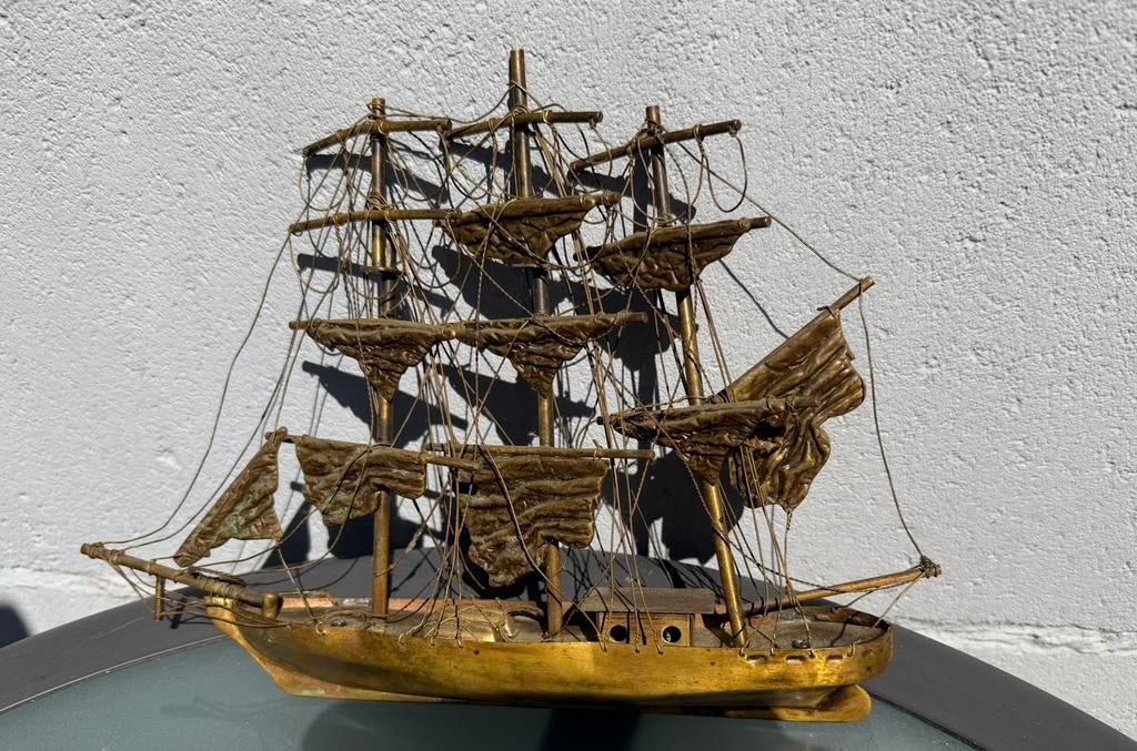 Schip, boot driemaster, Ophalen, Koper