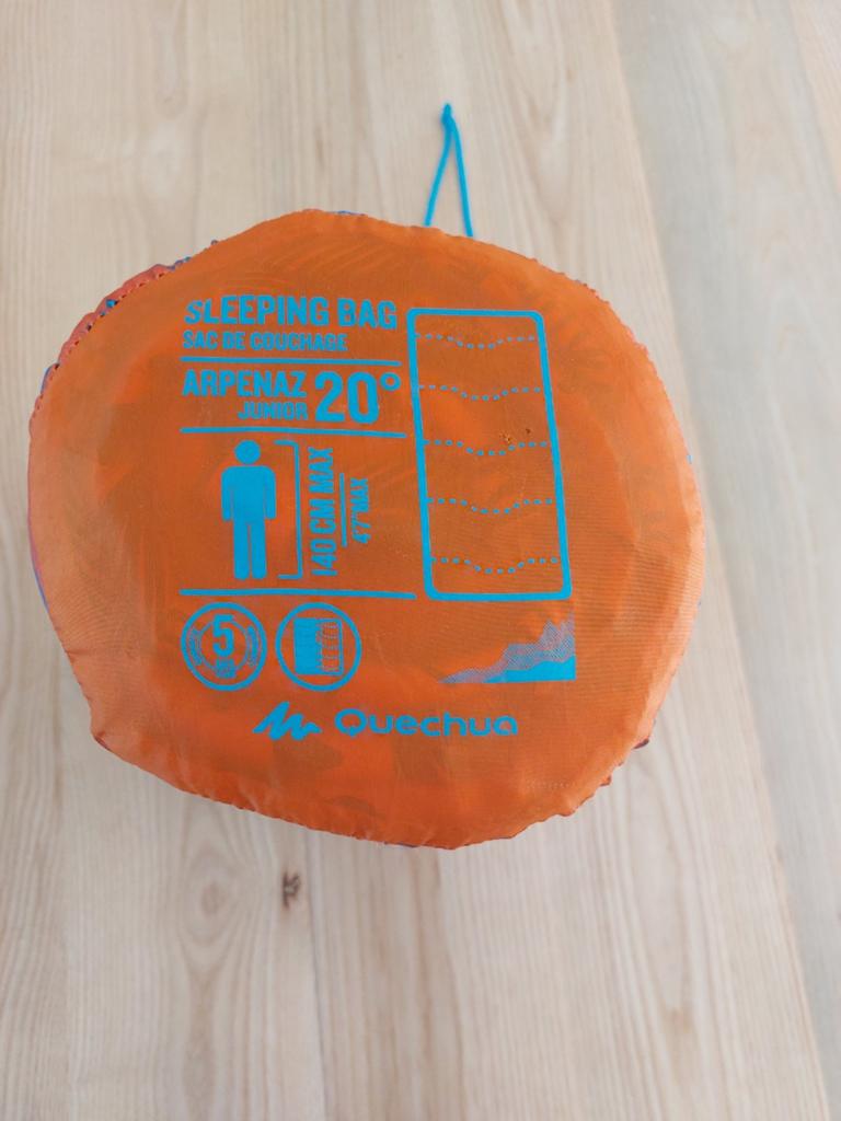 Quechua Slaapzak Arpenaz 20 - Oranje/Blauw, Caravans en Kamperen, Slaapzakken, Ophalen, Gebruikt