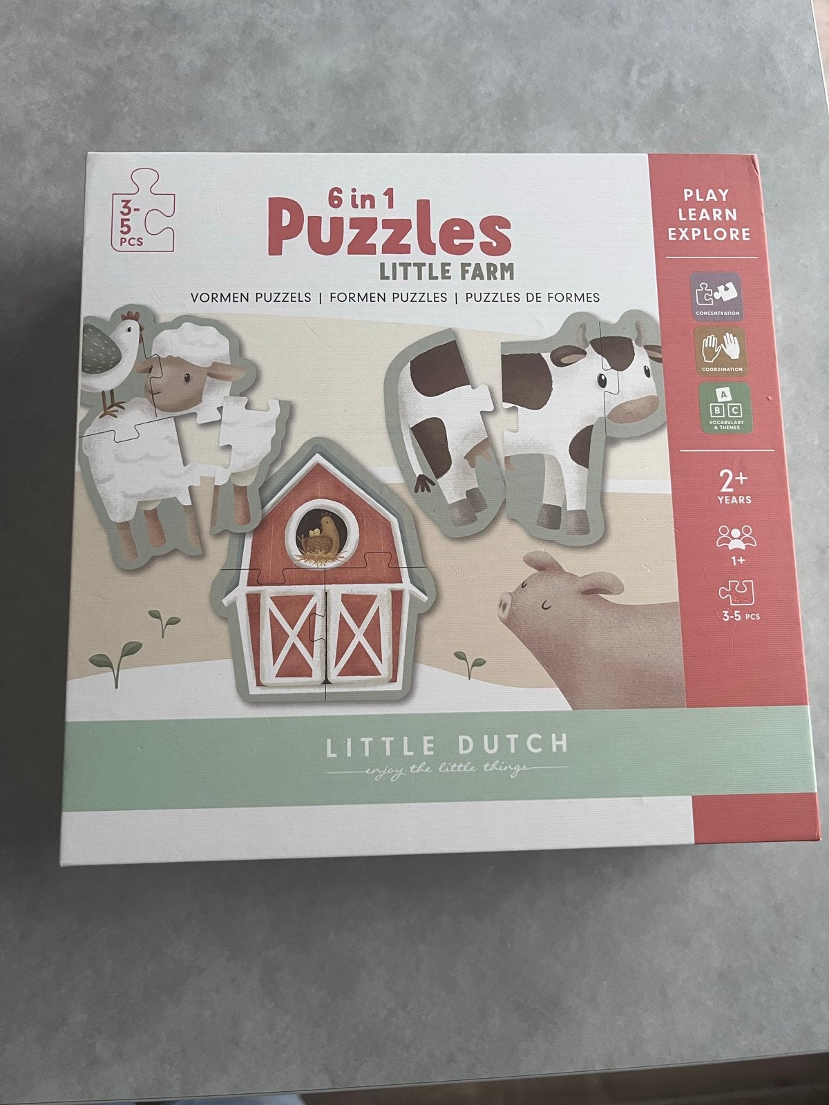 Little Dutch 6-in-1 Boerderij Puzzels, Ophalen of Verzenden, Minder dan 10 stukjes, Zo goed als nieuw, 2 tot 4 jaar