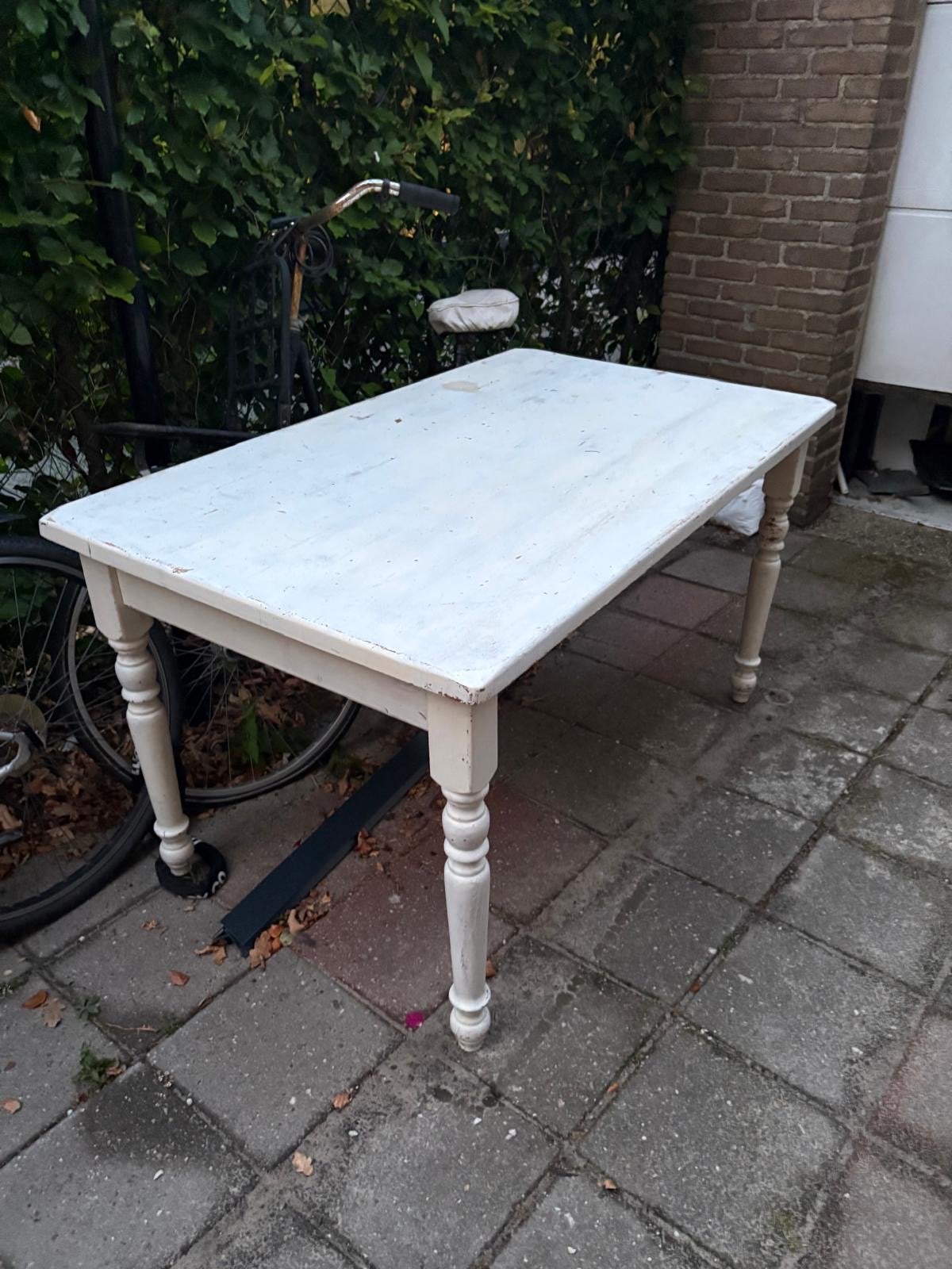 Vintage houten tafel - wit geverfd, Ophalen