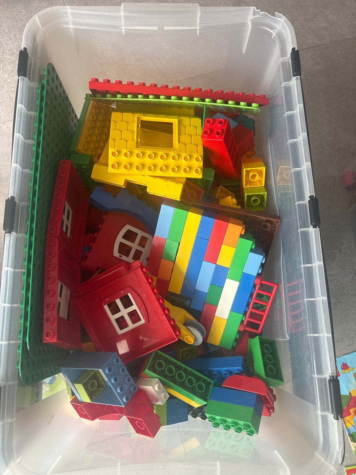 LEGO Duplo boerderij, politie, figuren en 2 bouw vellen, Ophalen, Gebruikt, Overige merken