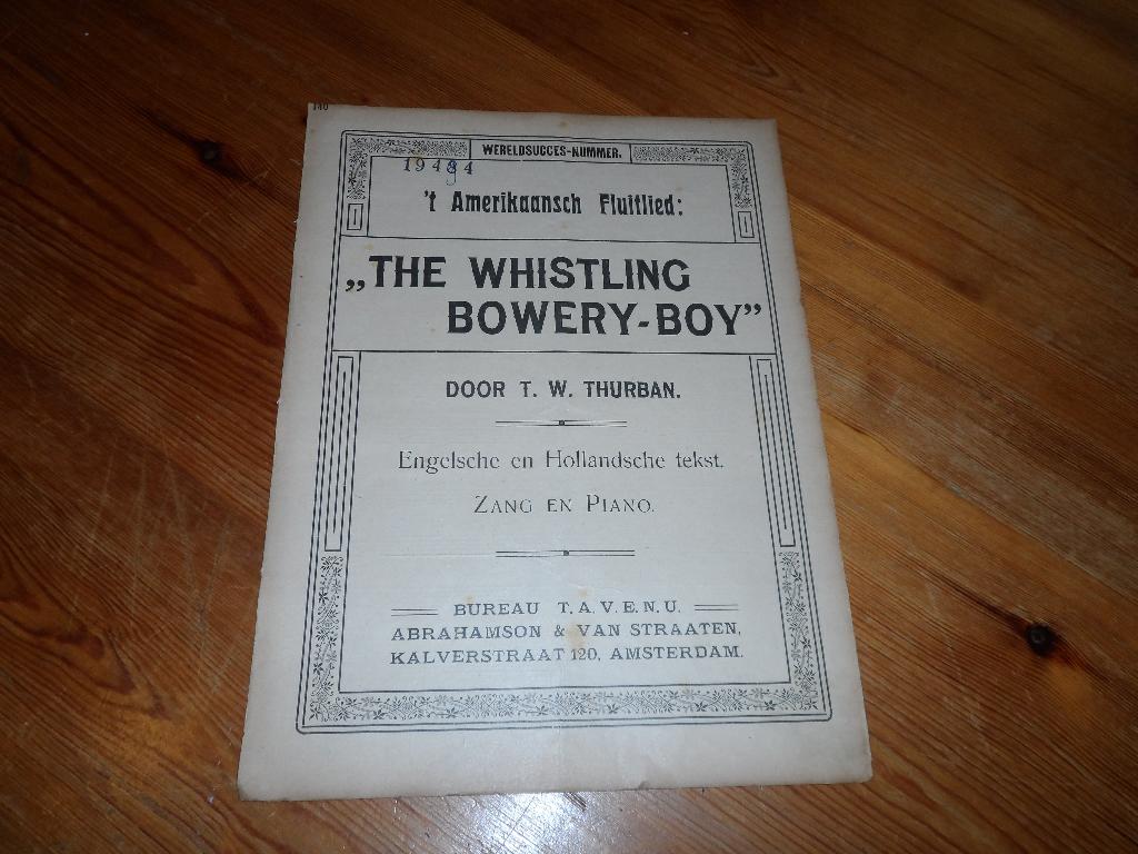 The whistling bowery boy - t.w. Thurban, Zang, Gebruikt, Ophalen of Verzenden, Artiest of Componist