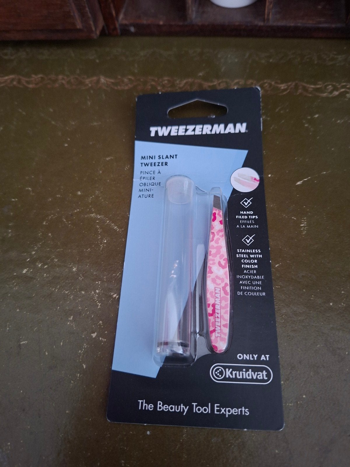 Tweezerman Mini Slant Pincet - Roze Luipaardprint, Ophalen of Verzenden, Nieuw, Overige typen