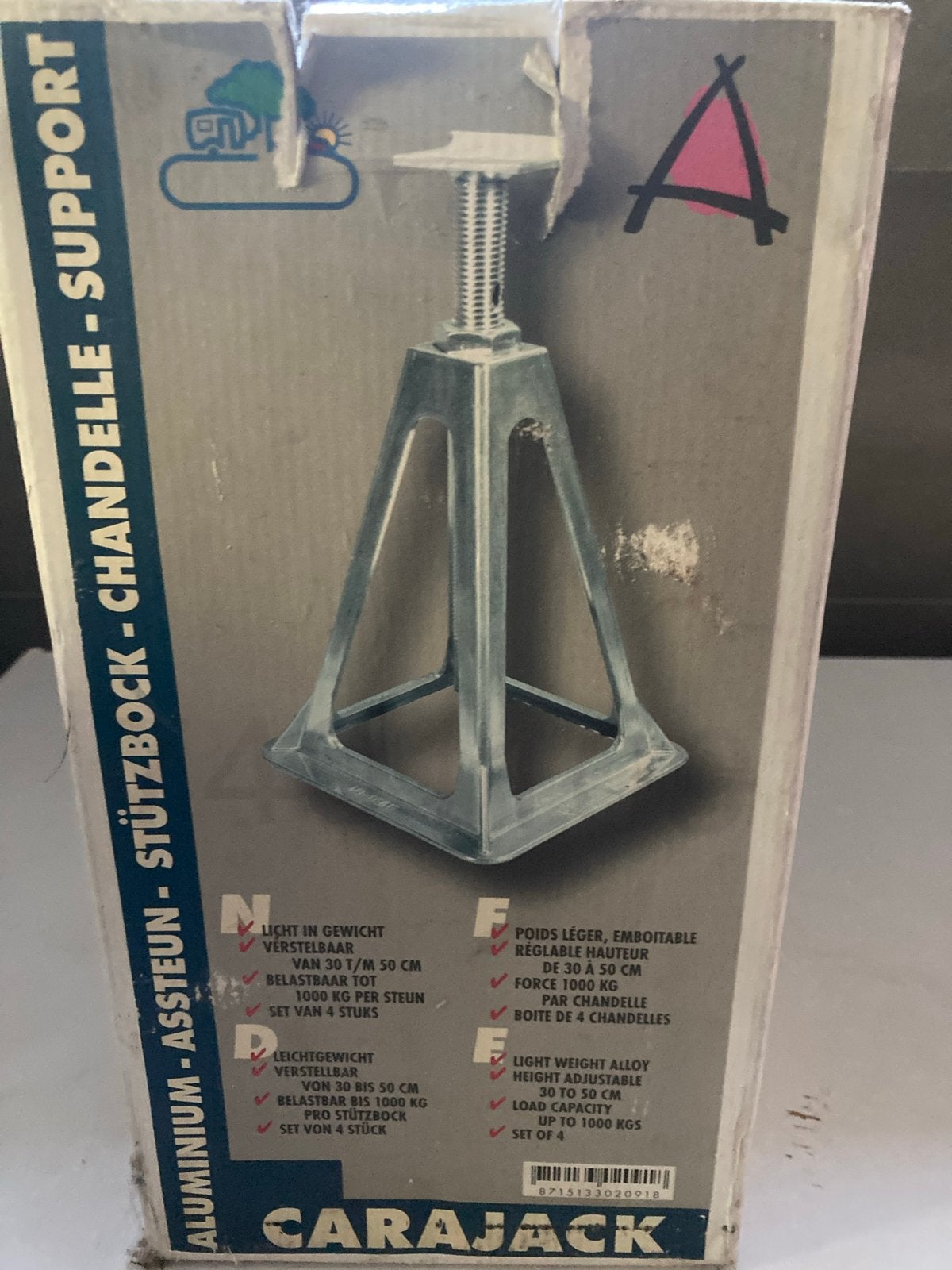 Carajack Aluminium Steunen - Set van 4, Caravans en Kamperen, Ophalen, Zo goed als nieuw