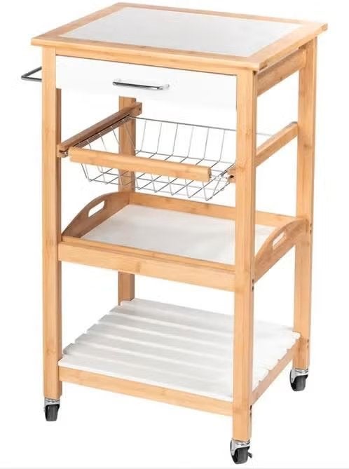 NIEUW! Wenko keukentrolley 'Finja' bamboe €67,99, Bruin, Nieuw, Minder dan 100 cm, 25 tot 50 cm