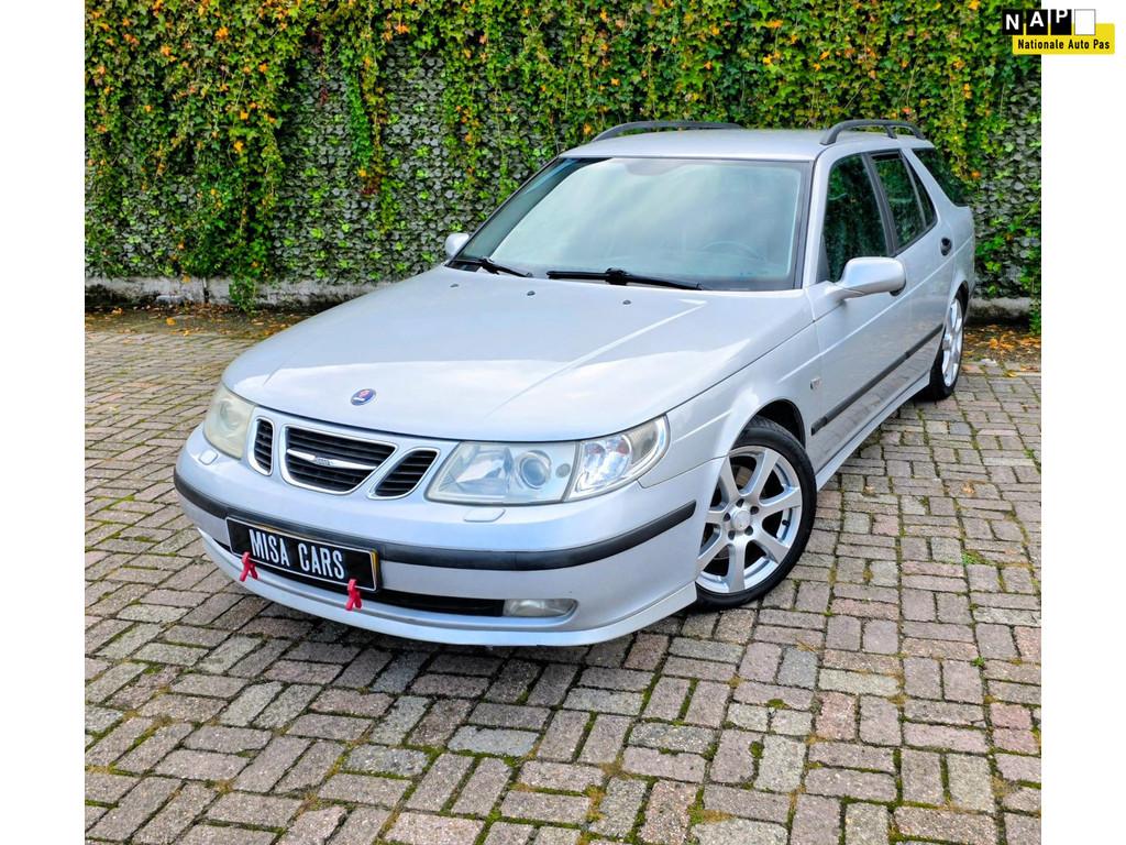Saab 9-5 Estate 2.3 Turbo Aero Automaat APK 250 PK NW Motor, Zwart, 4 cilinders, 2290 cc, Leder en Stof