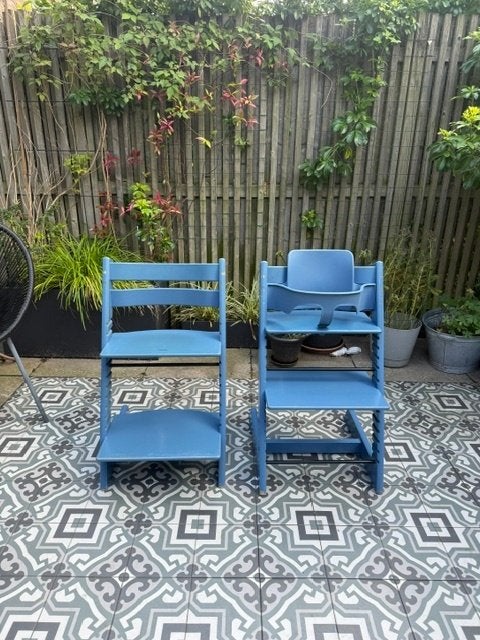 2x Stokke Tripp Trapp origineel, incl. 1 babyset –set of los, Ophalen, Gebruikt, Meegroeistoel, Aanschuifbaar
