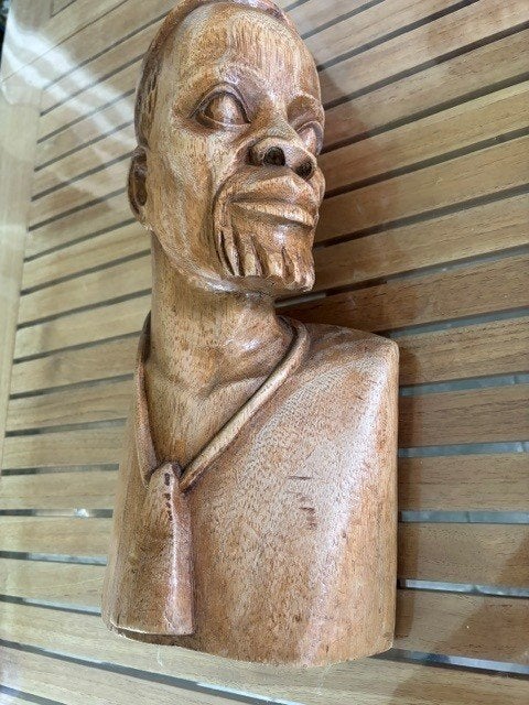 Houten Vrouw en Man gezicht, Antiek en Kunst, Kunst | Niet-Westerse kunst, Ophalen of Verzenden
