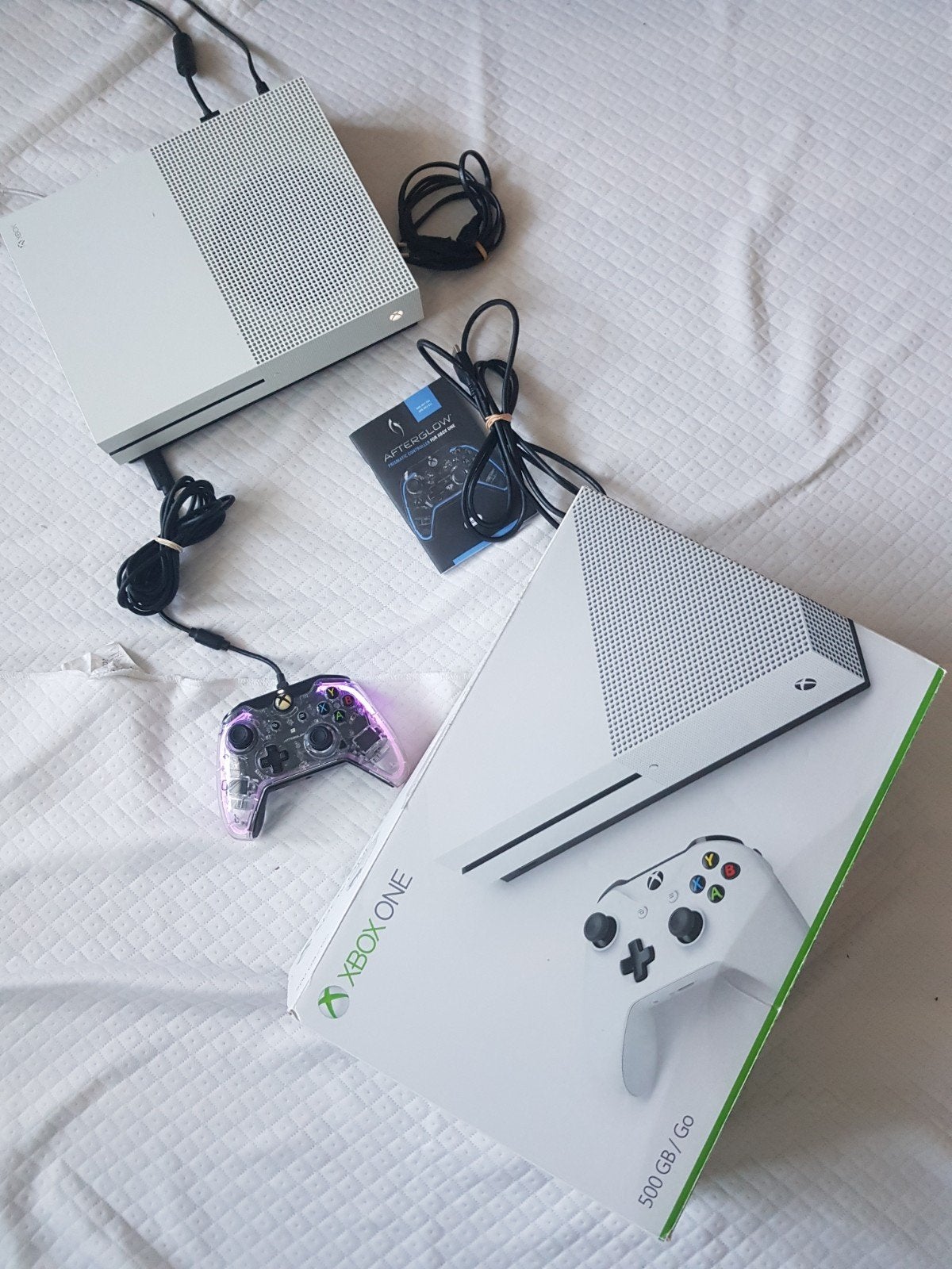 Xbox One S 500GB met Afterglow controller, Spelcomputers en Games, 500 GB, Xbox One S, Ophalen of Verzenden, Zo goed als nieuw