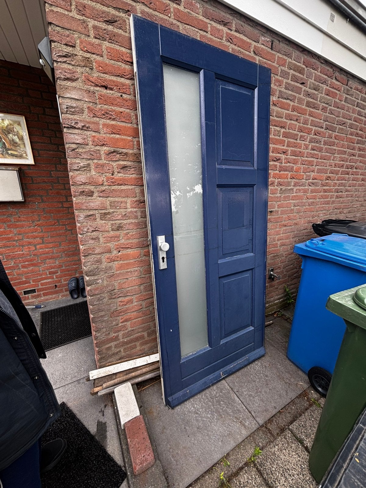 Hardhouten voordeur incl hang en sluitwerk, Ophalen, Gebruikt, 80 tot 100 cm, Buitendeur