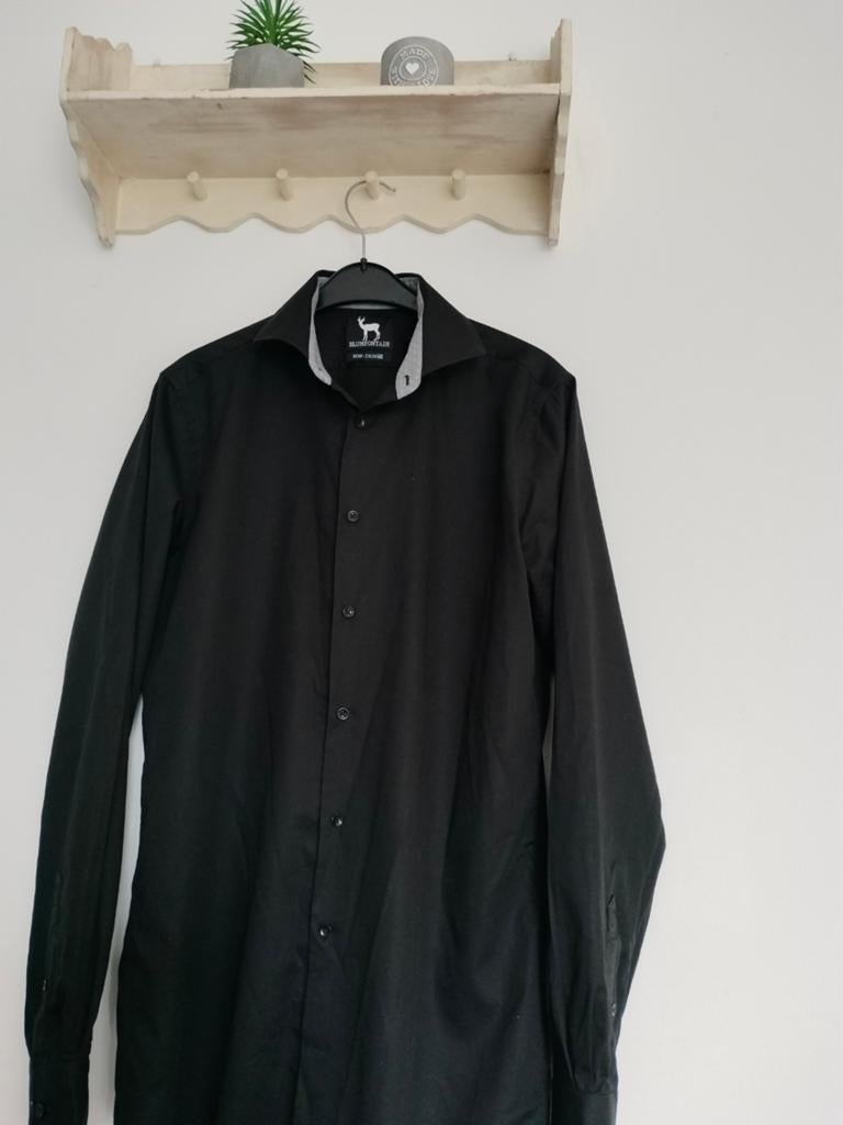 Blumfontain overhemd heren maat M, Zwart, Zo goed als nieuw, Blumfontain, Halswijdte 39/40 (M)