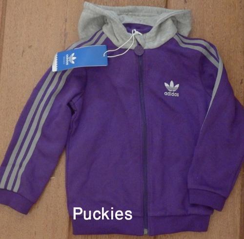 Maat 68 Paars/grijs Adidas hooded sweatvest NIEUW (10347) a, Kinderen en Baby's, Babykleding | Maat 68, Adidas, Nieuw, Ophalen of Verzenden