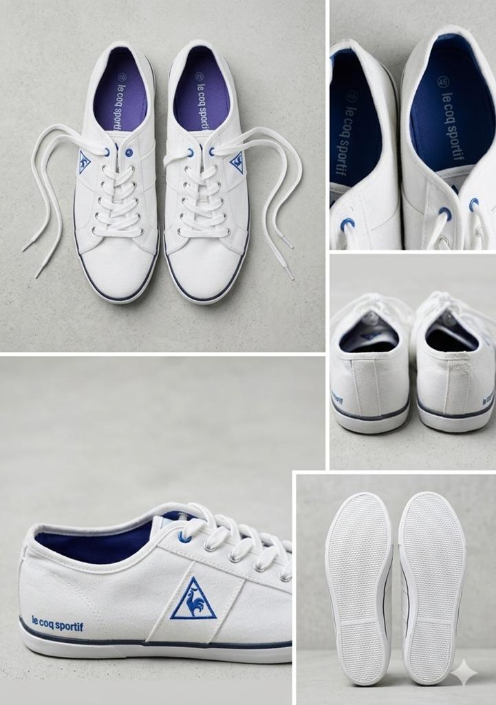 Le Coq Sportif witte canvas sneakers - maat 46 - nette staat, Sport en Fitness, Voetbal, Ophalen, Gebruikt, Schoenen