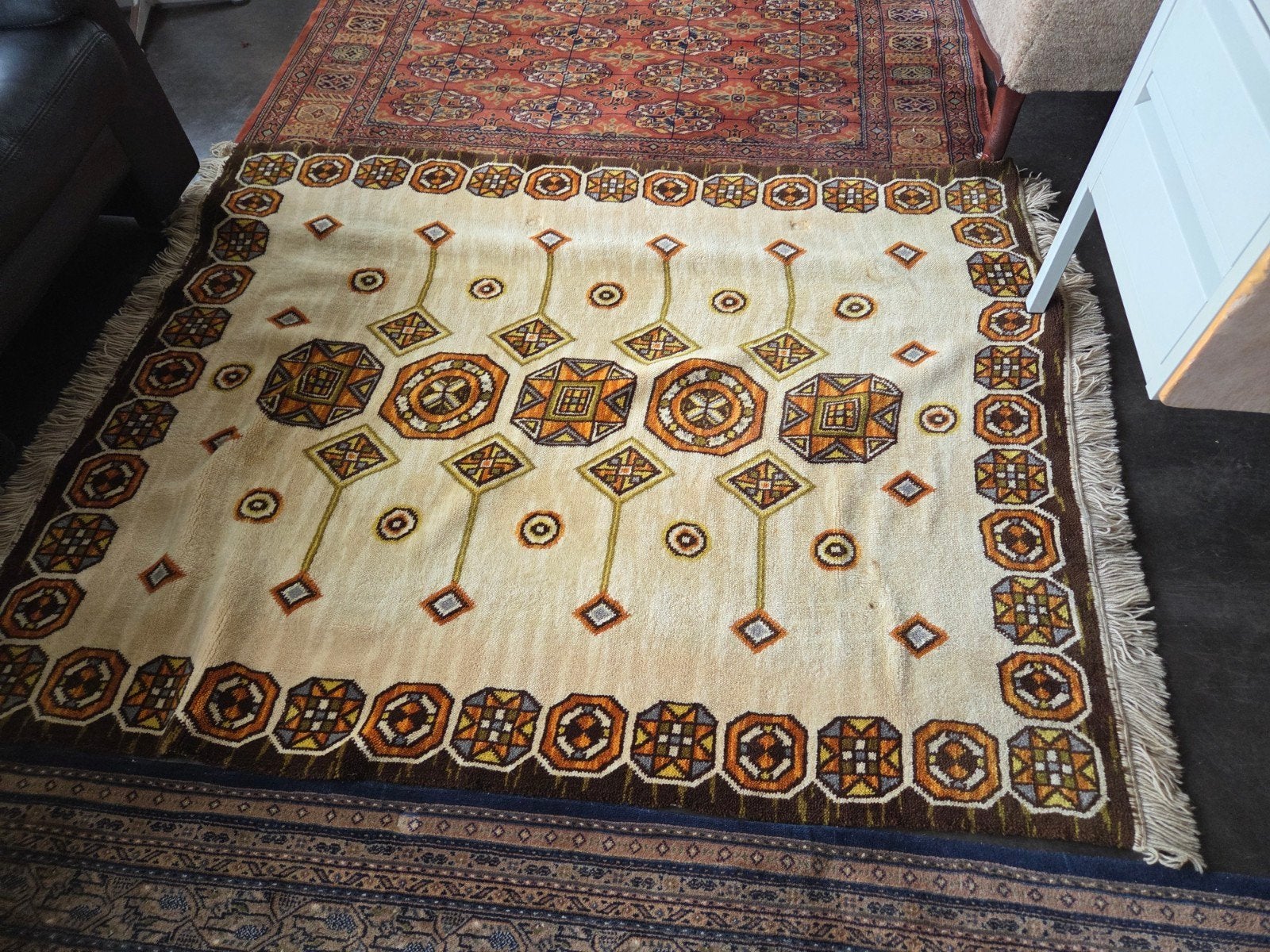 authentiek vintage Bergoss tapijt uit de jaren 70 space age, Ophalen, Gebruikt, Rechthoekig, 200 cm of meer