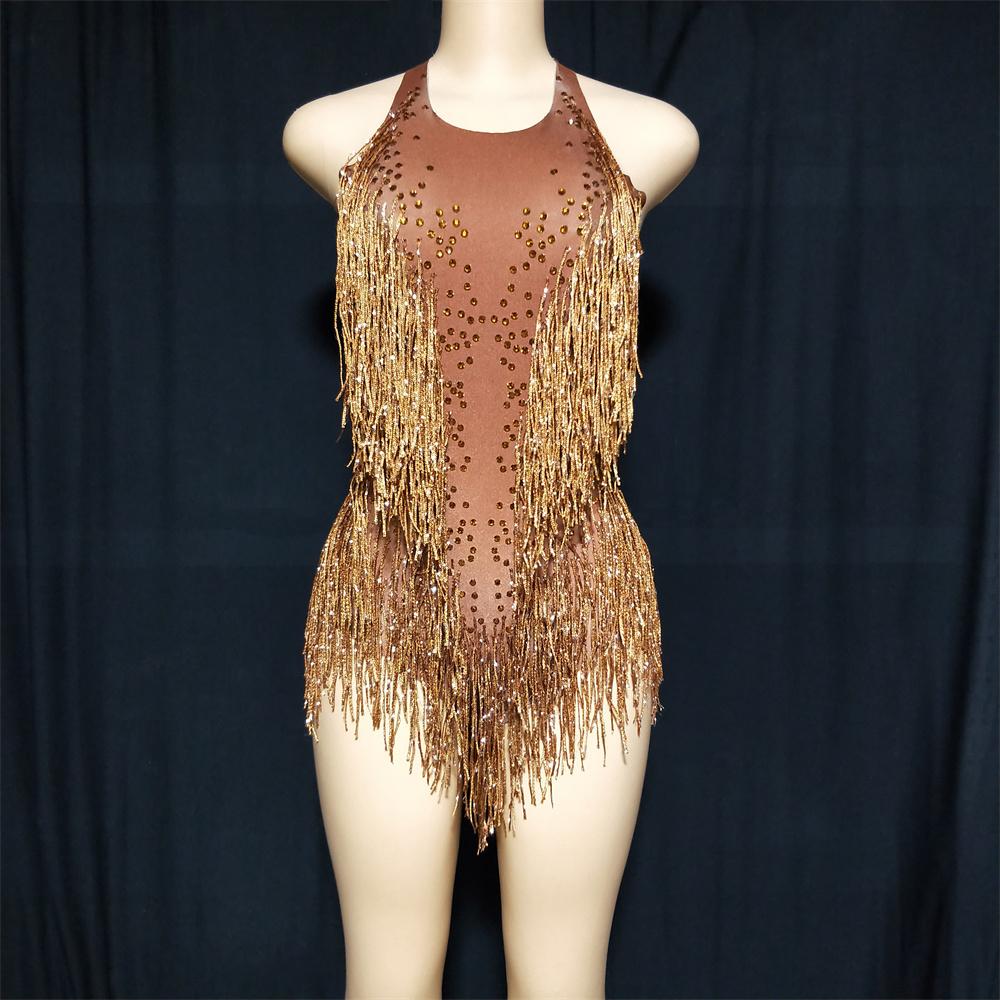 Dames gouden glitter bodysuit / jumpsuit festival outfit, Maat 38/40 (M), Verzenden, Nieuw, Overige thema's