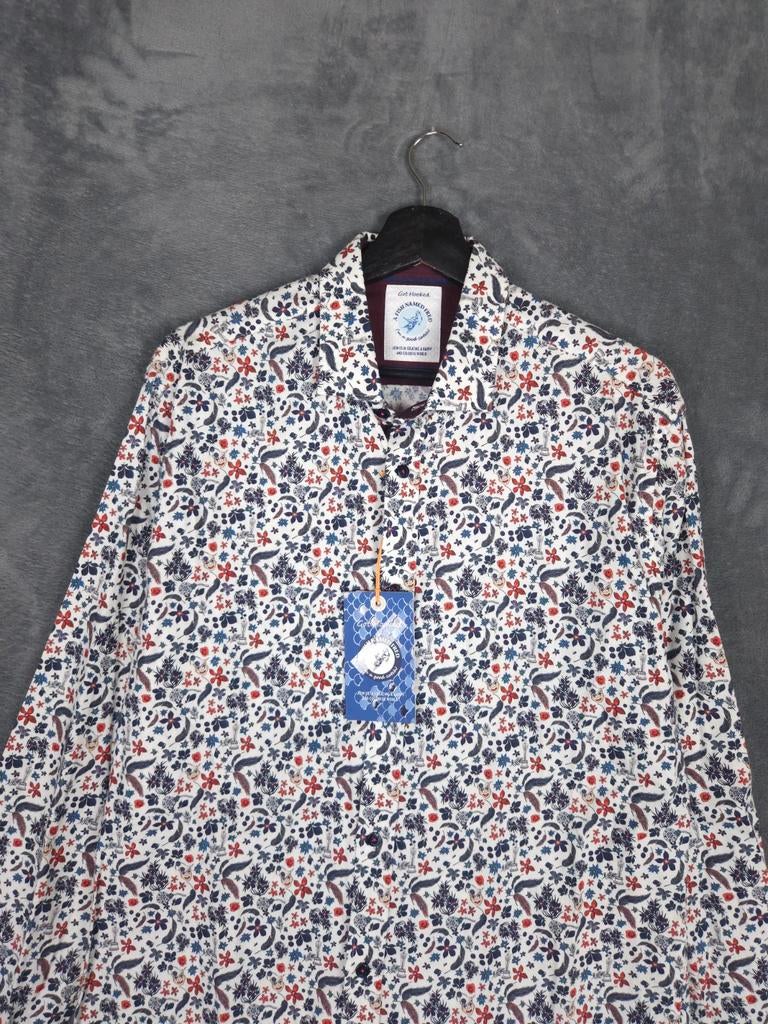 A Fish Named Fred Overhemd Shirt Flower L Wit Blouse., ., Wit, Nieuw, Ophalen of Verzenden