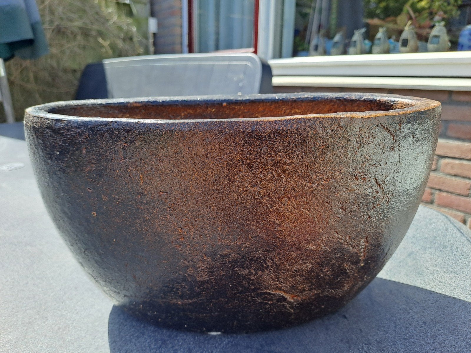 Ovale bloempot/plantenbak van steen, Steen, Gebruikt, Minder dan 30 cm, Minder dan 60 cm