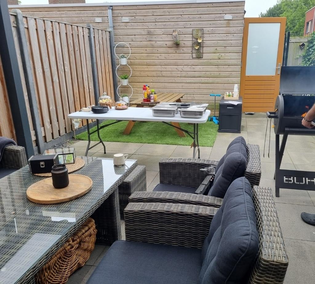 Almeria Loungeset Grey met Hoge Tafel en Krukjes, Ophalen of Verzenden, Wicker