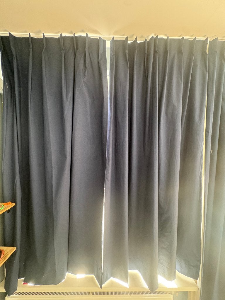 donkerblauwe gordijnen 178h x 146b, Ophalen, 178 cm, Overige merken, Blauw